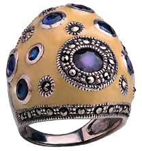 Авторское кольцо, серебро, корунд, марказит