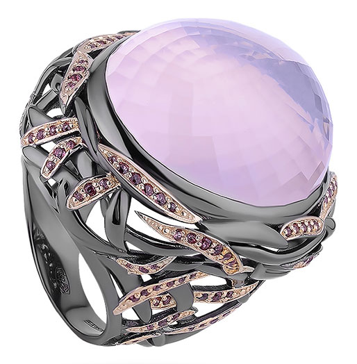 Кольцо с розовым кварцем "Denisov & Gems"